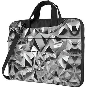 Zilveren geometrische figuur ultradunne laptoptas,Laptoptassen voor bedrijven,Geniet van een probleemloze en stijlvolle reis, Zilveren geometrische figuur, 15.6 inch