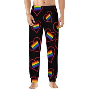 I Love Rainbow Flag Gay LGBT Pride heren pyjama broek zachte lounge bodems lichtgewicht slaapbroek