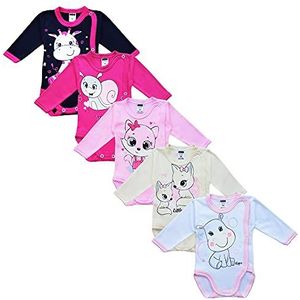 MEA BABY Unisex baby lange mouwen wikkelbody met opdruk 5-pack. Baby wikkelbody jongens baby wikkelbody meisje, meisje 2, 68