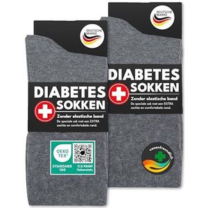6 Paar Sokken Diabetici met Comfortband zonder Elastiek & zonder Naad Heren & Dames 97% Katoen (35-38 Grijs)