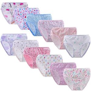 Yintry Kleine meisjes ondergoed van zacht katoen, voor peuters, kinderen, willekeurige bijpassende slips, 12 stuks, Stijl 1., 3-4 Jaren