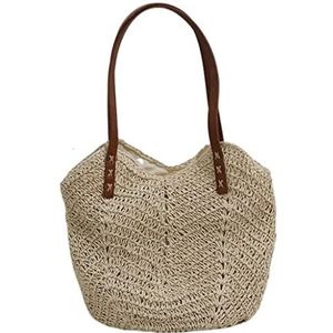 Geweven Strozak Vrouwen Strandtas Vintage Schoudertas Zomer Reizen Vakantie Casual Geweven Tassen Handtas Strandtas Strotas (Color : B)