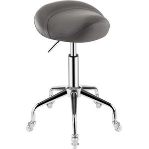 JAVPTAV Zadelstoel, rolstoelkruk met wielen, in hoogte verstelbare zadelstoel, comfortabele salon hydraulische stoel voor nageltech/tandarts/tatoeëerder (donkergrijs)