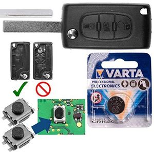 Repair Repair Kit autoradio afstandsbediening sleutel uitwisseling behuizing met 3 knoppen + HU83 lege accu compatible met Citroen C4 I Grote Picasso C5 III Break