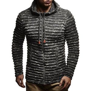 Leif Nelson Heren Vest Jas Capuchon LN-20724, Antraciet, S