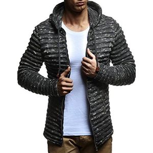 Leif Nelson Heren Vest Jas Capuchon LN-20724, Antraciet, S