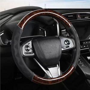 Stuurhoes Advanced Sense Simple Peach Wood Grain Auto Stuurhoes Antislip Four Seasons Handgreephoes Stuurhoes van leer(Bruin)