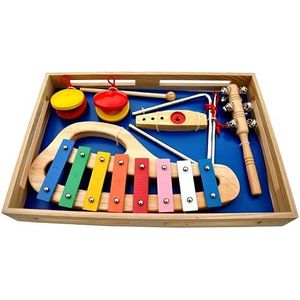 Schoenhut My Little Orchestra Peuter Muziekinstrumenten 6-delige set - houten xylofoon, kazoo, jingle stick, 2 castagnetten voor kinderen en driehoeksinstrument - percussie-instrumenten voor kinderen