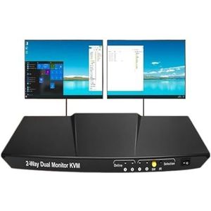 2 In 2 Uit DP KVM-switch 2x2 dubbele monitor met, dubbele display-uitbreiding, USB KVM-switcher 4K 60 fps Uitgebreide compatibiliteit