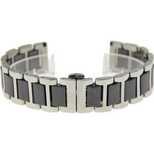 12 14 16 18 20 22mm Dames Heren Keramische horlogeband Soft Smooth Fill Multi-Design horlogeband roestvrij staal Gemeenschappelijke armbanden (Color : Silver-Black, Size : 20mm)