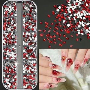 12Grids Ocean Gold Nail Art Charms Schelp/Zeepaardje/Zeesterren Witte Halve Ronde Parel Gems Gemengde Punk Manicure Metalen Klinknagels Studs-PH209-9