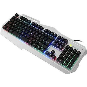 DKE-toetsenbord Verlichte toetsenbord, internetcafé, elektrisch spel, mechanische hand, metaal, kleurrijke bekabelde universele (Color : White)