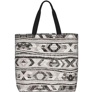 FRGMNT Veelkleurige Rozen Print Tote Bag Voor Vrouwen, Casual Rits Tote Mode Schouder Handtas Hobo Tas Met Zakken, Grijze Tribal, Eén maat