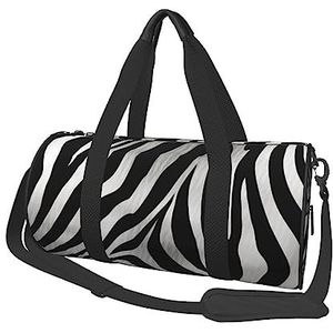 Zebra Print Gedrukt Ronde Duffel Reistas Ronde Roll Bag Gym Fitness Tas Training Handtas, Zwart, Eén maat