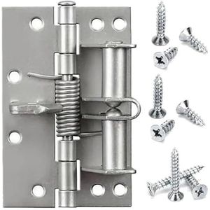Deurveerscharnier, Veer zelfuitlijnend automatisch sluitend scharnier 4 inch veelkleurig(Silver)