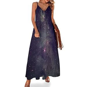Universe Galaxy Sling Maxi-jurk voor dames, V-hals, casual, mouwloos, verstelbare bandjes, sexy lange jurk