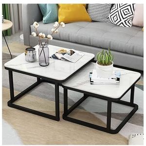 HOMCOM 2-delige set bijzettafels - met stalen frame