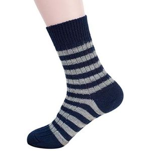 Hert natuur, blokstrepen sokken middelzwaar, 100% wol (kbT)