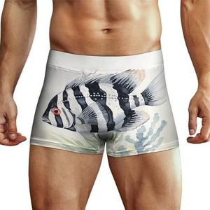 Zwart En Wit Gestreepte Vis Heren Boxer Slips Hoge Tailleband Zacht Ondergoed Stretch Trunks Panty