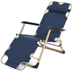 GEIRONV 52×95×92cm Zero Gravity-fauteuils,Vierkante Tube Klapstoel voor Terrasterrastuinen met Hoofdkussen Buitenstoel Fauteuils (Color : Blue, Size : 52x95x92cm)