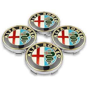 SJZZJMZ 4 stuks auto wielnaafdoppen voor Alfa Romeo Giulietta Spider GT Giulia Mito 147 156 159 60mm auto wielnaafdoppen vervangende sticker B