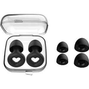 Oordopjes Hartvormig voor slaap en geluidsgevoeligheid, zachte siliconen, herbruikbare ruisonderdrukking (zwart)