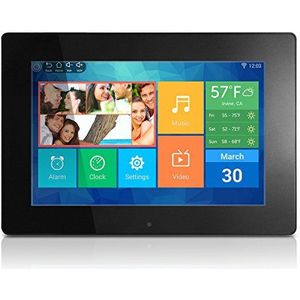 Aluratek (AWDMPF110F) 10 inch Hi-Res WIFI digitale fotolijst met touchscreen IPS LCD-scherm en 8 GB geheugen (1024 x 600 resolutie), foto/muziek/video-ondersteuning, aan de muur te monteren