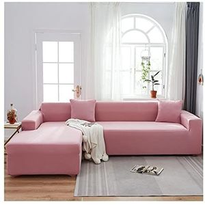 L-Type Hoekbank Cover Sectionele Chaise Hoes Elastische Stretch L-vormige Sofa Covers Universele All-Inclusive Anti Kat Krabben(Color:Pink,Size:3 Seater(190-230cm))