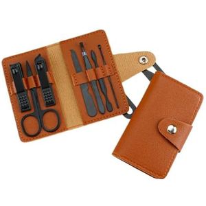 Manicureset, nagelknipperset, Nagelknipperset, 7 stuks, veelkleurig(Bruin)