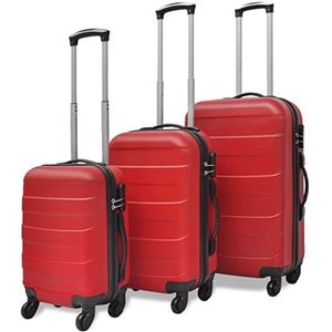 Driedelige Hardcase Trolley Set Rood+Materiaal: ABS