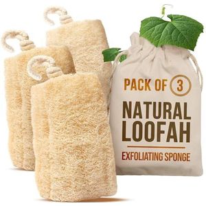 CraftsOfEgypt Set van 3 luxe 100% natuurlijke spa schoonheid Egyptische biologische loofa badspons lichaam scrubber. Premium kwaliteit Lofa (Loofa Luffa loffa voor peeling van uw huid.