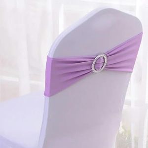 50 stks/partij Stretch Spandex Stoel Cover Sjerpen met Slider Gesp for Bruiloft Decoraties Stoel Sjerpen Boog(Light Purple)