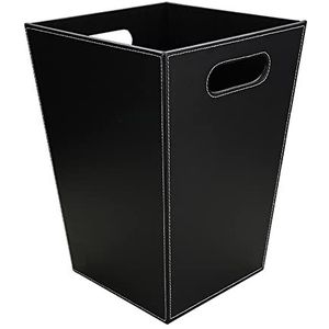 KINGFOM™ Klassieke lederen prullenbak voor kantoor/badkamer/keuken/slaapkamer (plaats-zwart)