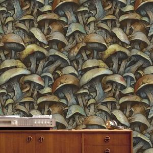 Behang Bruin Paddestoel Schil en Stok Zelfklevend Behang voor Woonkamer Badkamer Slaapkamer Art Deco Muur Papier Keuken Wallpapers Verwijderbaar 40X120cm/2 rol