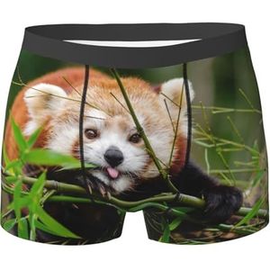 ZJYAGZX Little Red Panda Print Heren Zachte Boxer Slips Shorts Viscose Trunk Pack Vochtafvoerend Heren Ondergoed, Zwart, M