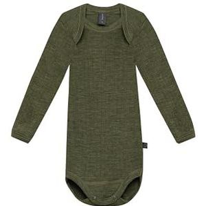 Dilling Geribbelde babybody van 100% biologische merinowol, donkergroen gemêleerd, 92