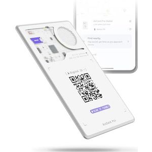 Rolling Square AirCard Pro - Alleen Android Find Hub - Bluetooth Tracker-kaart, draadloos opladen, digitale ID, Anti-Loss Wallet Tracker - Smart Locator, Wit