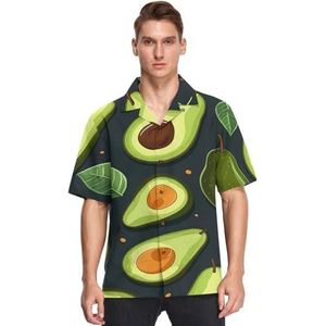 KAAVIYO Groene perenvruchten shirts voor mannen korte mouw button down Hawaiiaans shirt voor zomer strand, Patroon, L