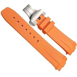 dayeer 24mm Natuur Zacht Rubber Horlogeband Fit Voor Panerai PAM00111/441 Band Vlinder Gesp Waterdichte Armband accessoires (Color : Orange, Size : 24mm)