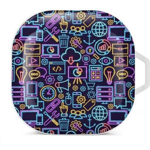 Web Development Neon Oordopjes Hoesje Compatibel met Samsung Hard Shell Beschermhoes Wit-Stijl