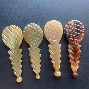 Natuurlijke hoorn Gua Sha schraper acupunctuur stimulator gezicht lift spa massage tool schrapen rimpel verwijderen traditionele therapie 1 stuk (kleur: 1 stuk bloem 6 mm)