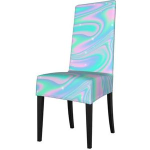 KemEng Holografische abstracte achtergrond in pastel neon, stoelhoezen, stoelbeschermer, stretch eetkamerstoelhoes, stoelhoes voor stoelen