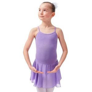 tanzmuster ® Balletjurk meisjes mouwloos - Maggie - van zacht katoen met chiffon rokje balletbody voor kinderen ballet in lavendel, maat: 140/146