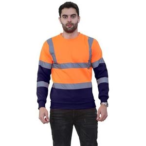 janisramone® Hi Vis trui voor heren - reflecterende werktrui voor heren met hoge zichtbaarheid - Hi Vis sweatshirt voor heren - casual Hi Vis fleece trui voor werkkleding en veiligheidsdoeleinden,