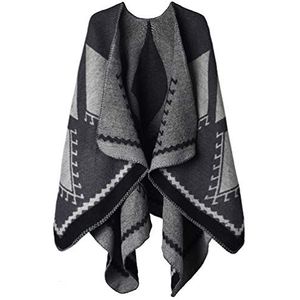Winter warme poncho sjaal wrap - herfst open front cape winddicht gebreide wollen mantel deken cape sjaal oversized winterdeken omkeerbare sjaal dikke cardigan jas voor vrouw meisjes feestelijke
