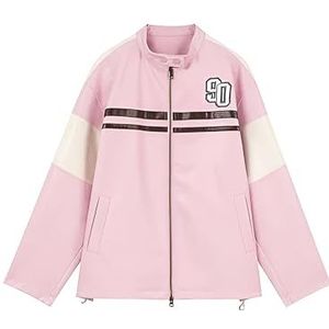 A&M Express Stijlvolle oversized jas van imitatieleer voor dames - casual bovenkleding in gestreepte stijl uit de jaren 90, roze, XL