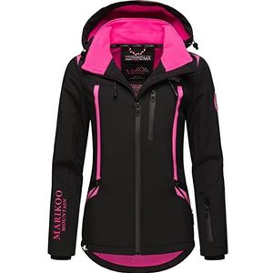 MARIKOO Mount-Cho-Oyu Softshelljas voor dames, waterdichte functionele jas met afneembare capuchon, zwart, S