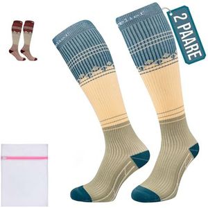 360 Relief 2 Paare Compressiekousen 15-20 mmhg - Klasse 1 Premie Compressiesokken voor Vrouwen en Mannen - Dagelijkse Ondersteuning voor Hardlopen, Reizen, Sportherstel - S/M Grün Met Waszakje