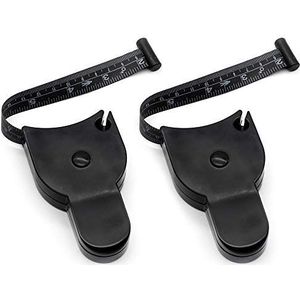 Dylan-EU 2 stuks lichaamstape 150 mm meetlint voor lichaam zwart intrekbare meetlint liniaal voor lichaamsmeting en lichaamsvet meetlint gereedschap