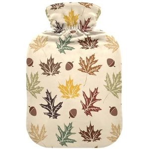 LI ZHI XIN PVC warmwaterkruik met fluwelen deksel 1L 2L kleine middelgrote herfst hazelnootbladeren